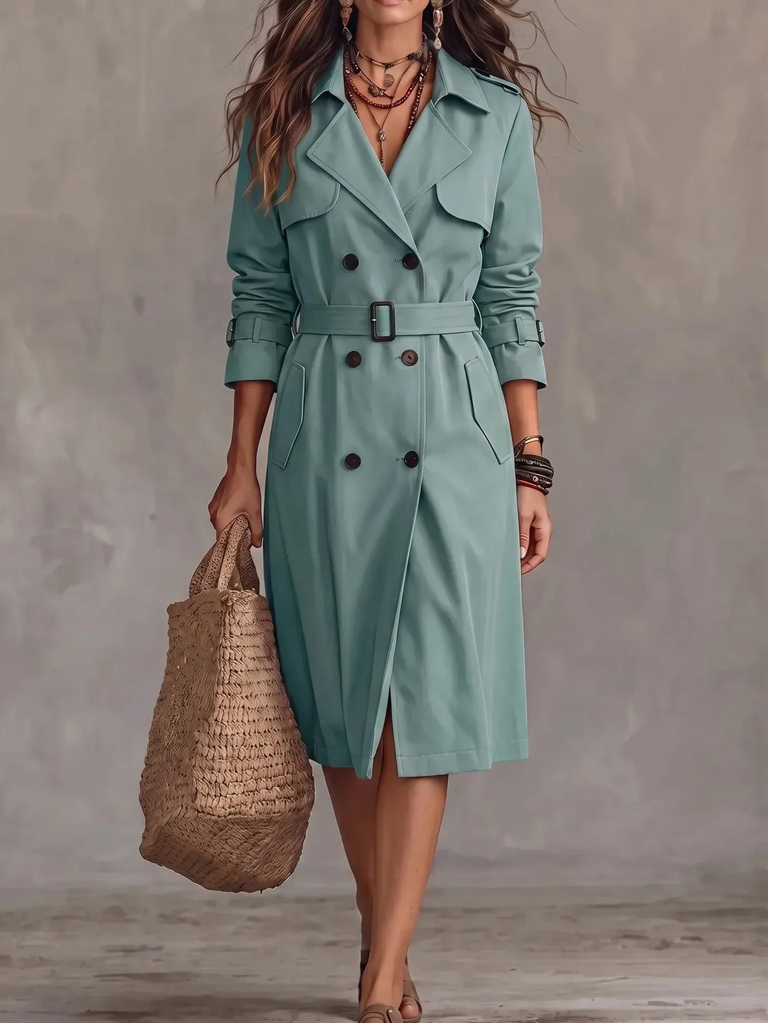 Women's Belted Double-Breasted Trench Coat