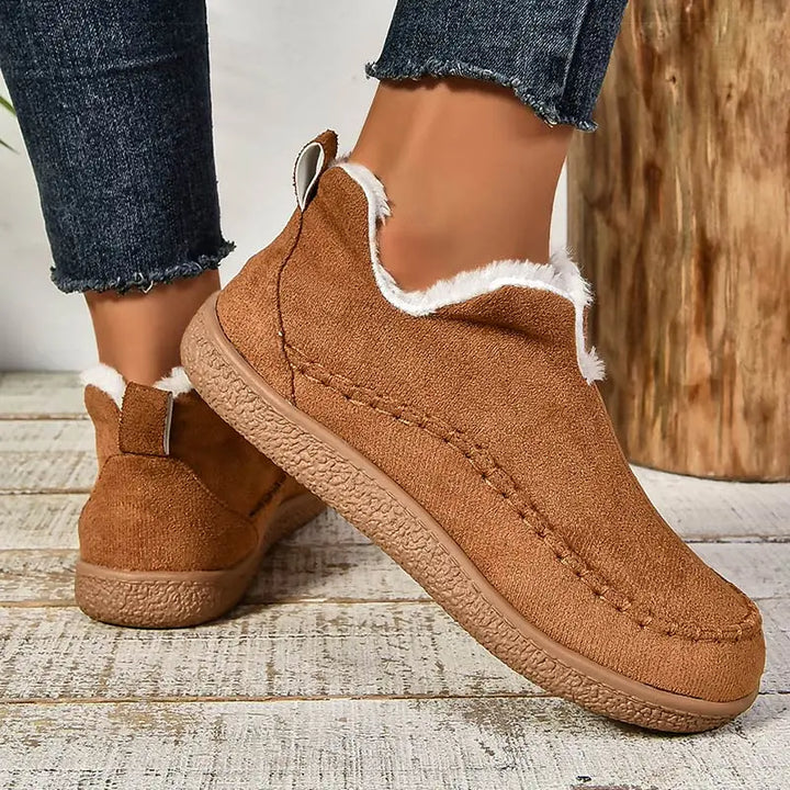 Leather Orthopedic Waterproof Faux Fur Good Snow Ankle Boots - Brown