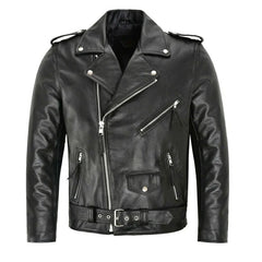 Raymond | Leather Biker Jacket with a Double Asymmetric Zip
