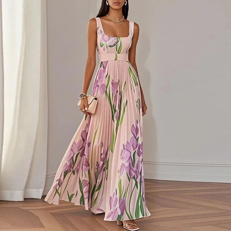Guylaine | Pleated A-Line Maxi Dress