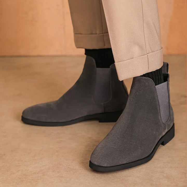 Men’s Chelsea Boots | Suede-Style Ankle Boot | Elastic Panel Slip-On Footwear