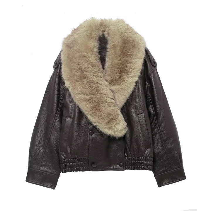 Women's Double-Breasted Faux Leather Jacket