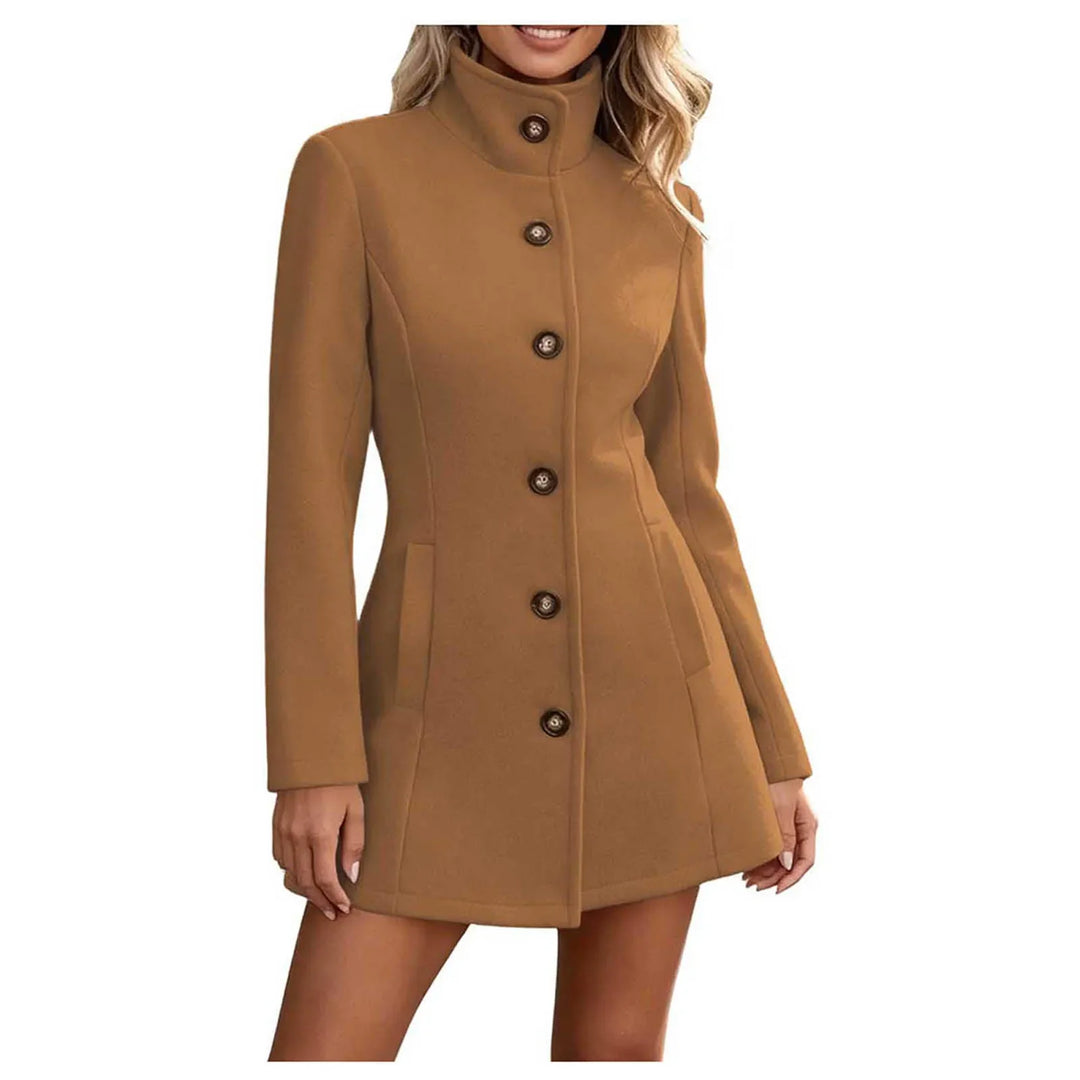 Women's Fitted Stand Collar Pea Coat