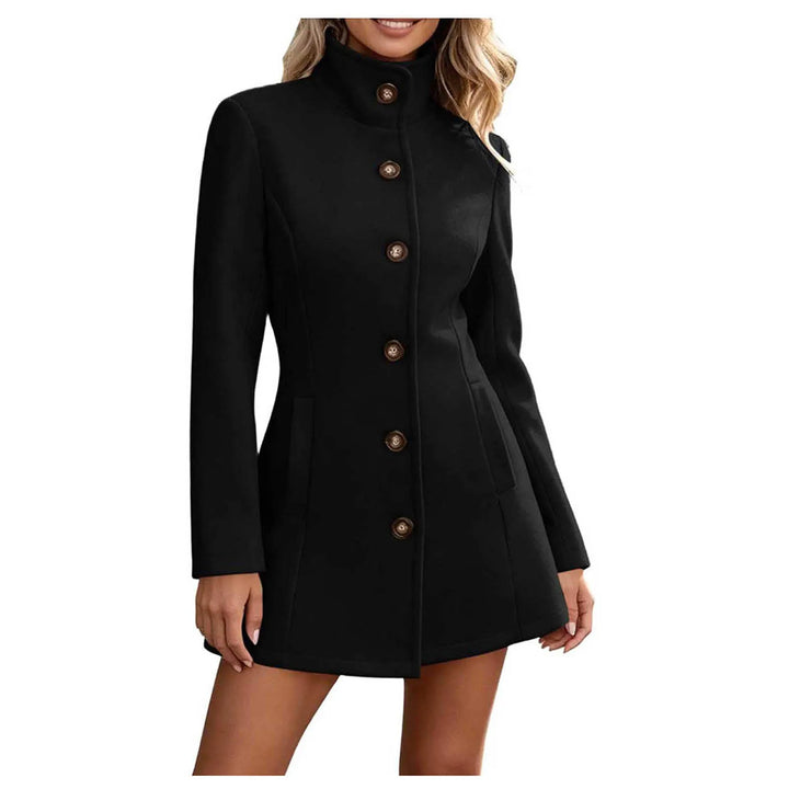 Women's Fitted Stand Collar Pea Coat