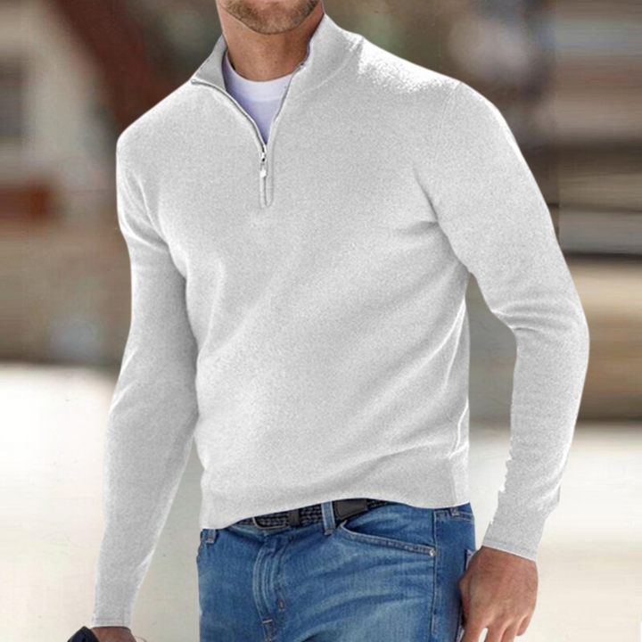 Men's Classic Knit Quarter Zip Sweater - White