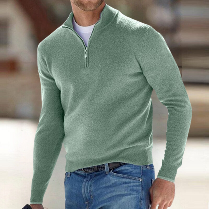 Men's Classic Knit Quarter Zip Sweater - Green