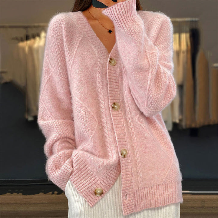 Rose | Cable Knit Button Cardigan