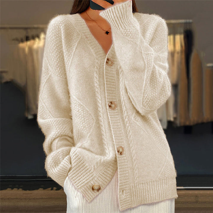 Rose | Cable Knit Button Cardigan