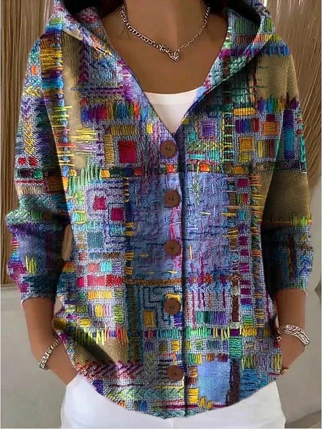 Dorothy | Colourful Hooded Button Cardigan