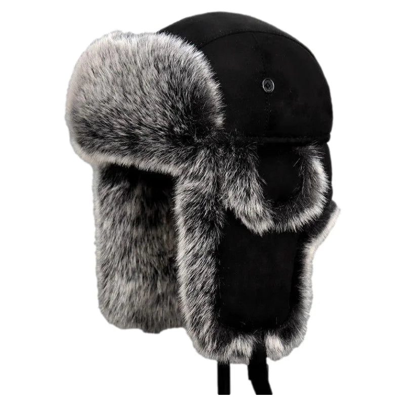 Men's Faux Fur Cotton Ushanka - Black