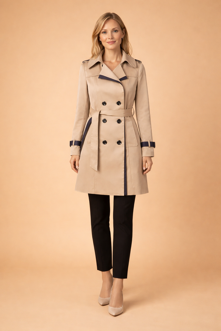 Women's Double-Breasted Belted Peacoat
