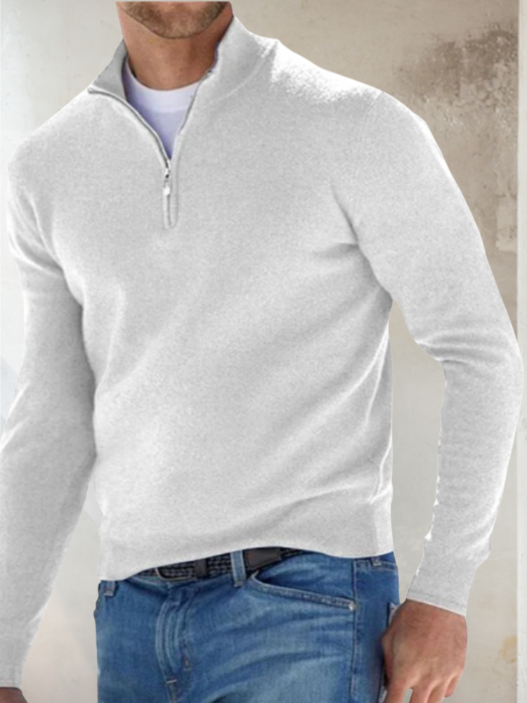 Knit Half Zip Sweater Men - White