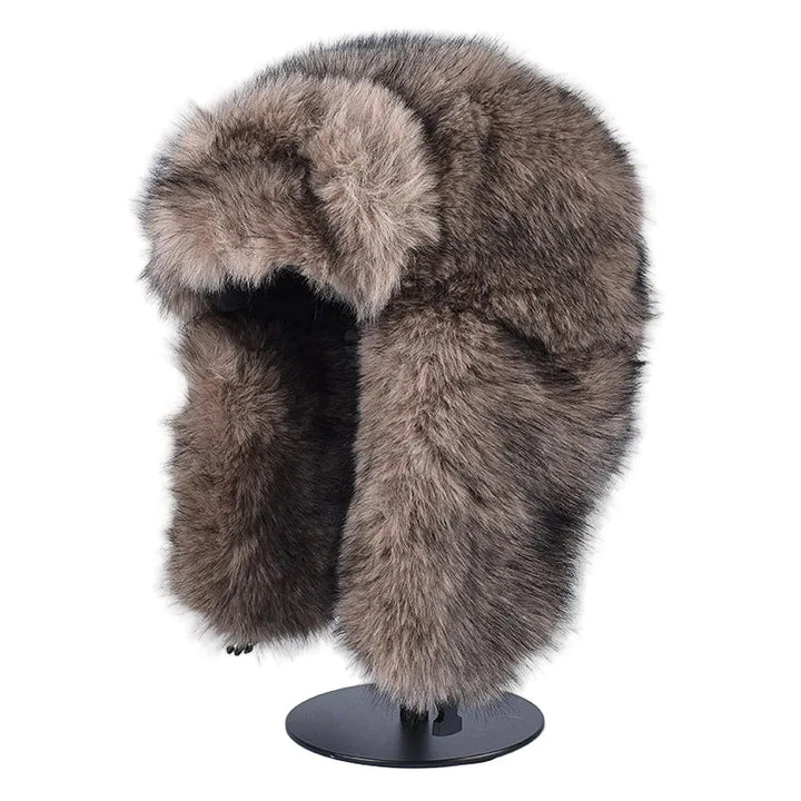 Faux Fur Winter Ushanka Hat - Khaki