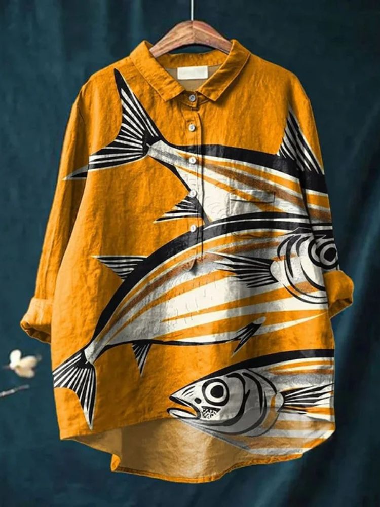 Dara Fish Art Shirt | Artistic Long Sleeve Shirt