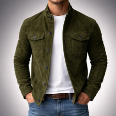 Lennox | Suede Shirt Jacket with a Stand Collar