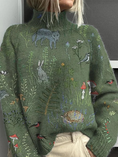 Lucie | Woodland Print Turtleneck Sweater