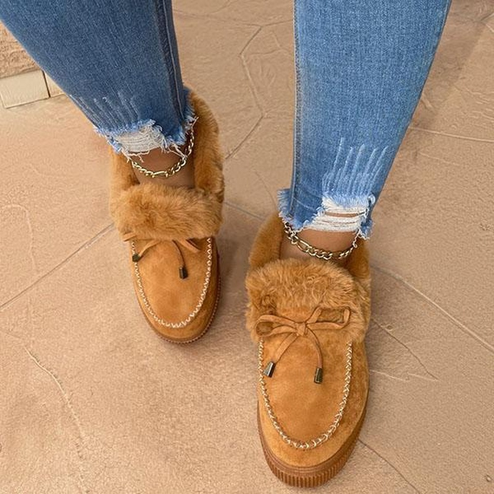 Women's Faux Suede Velvet-Lined Winter Fur Boots
