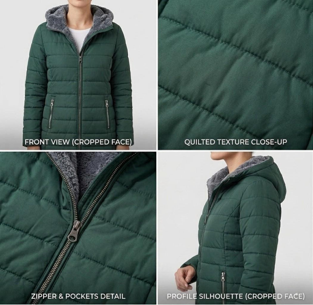 Snow Long Puffer Fleece-Lined Winter Jacket