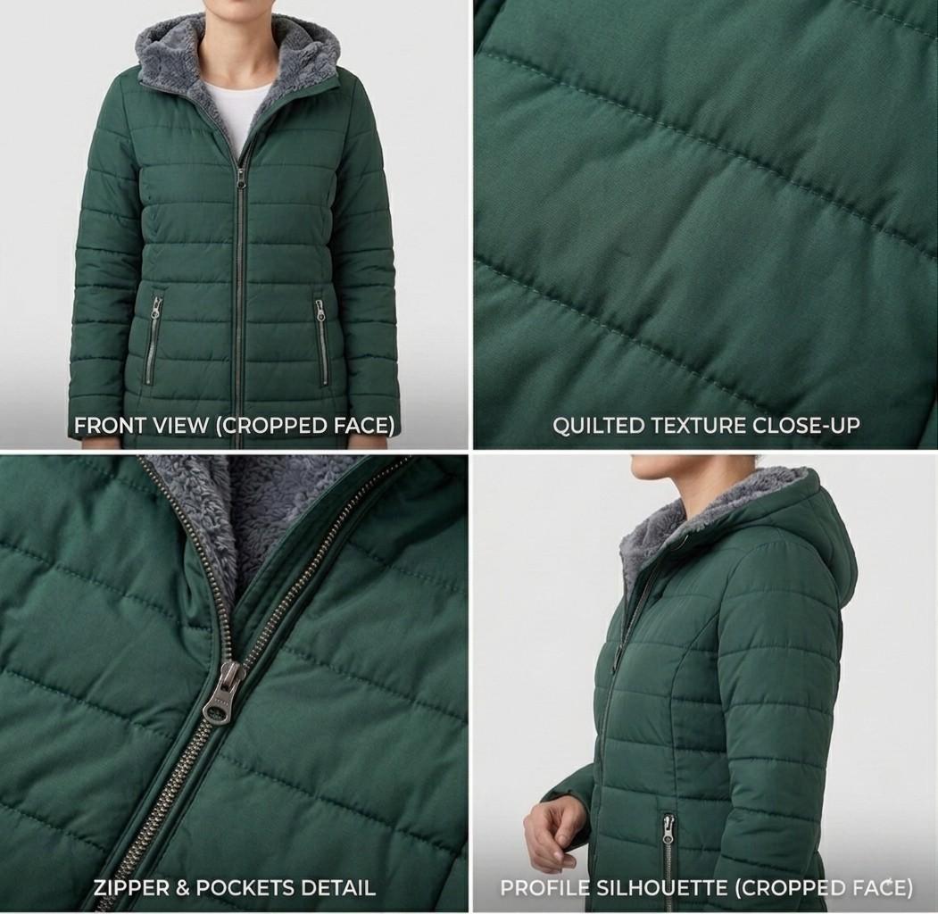 Snow Long Puffer Fleece-Lined Winter Jacket