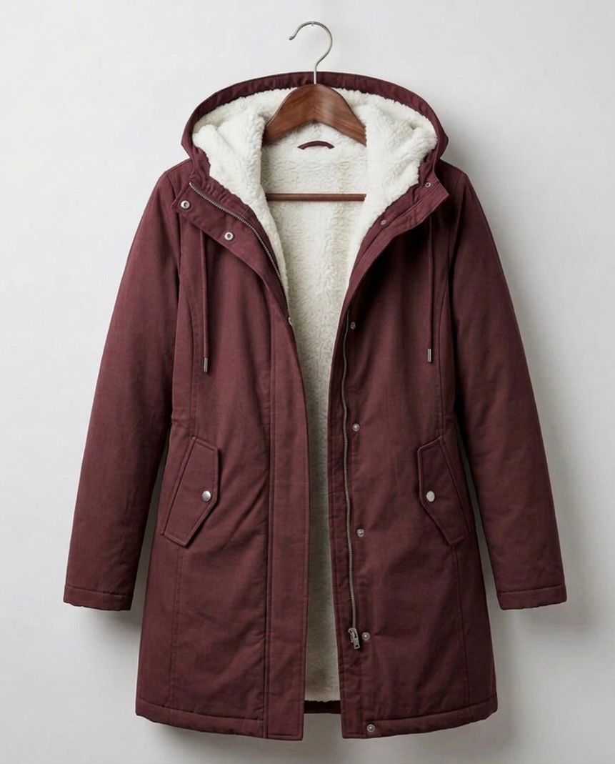 Sherpa Fleece-Lined Waterproof Snow Winter Jacket - Berry Red