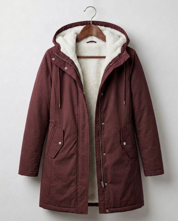 Sherpa Fleece-Lined Waterproof Snow Winter Jacket - Berry Red