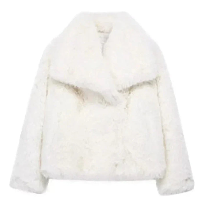 Women's Elegant Winter Faux Fur Coat - White