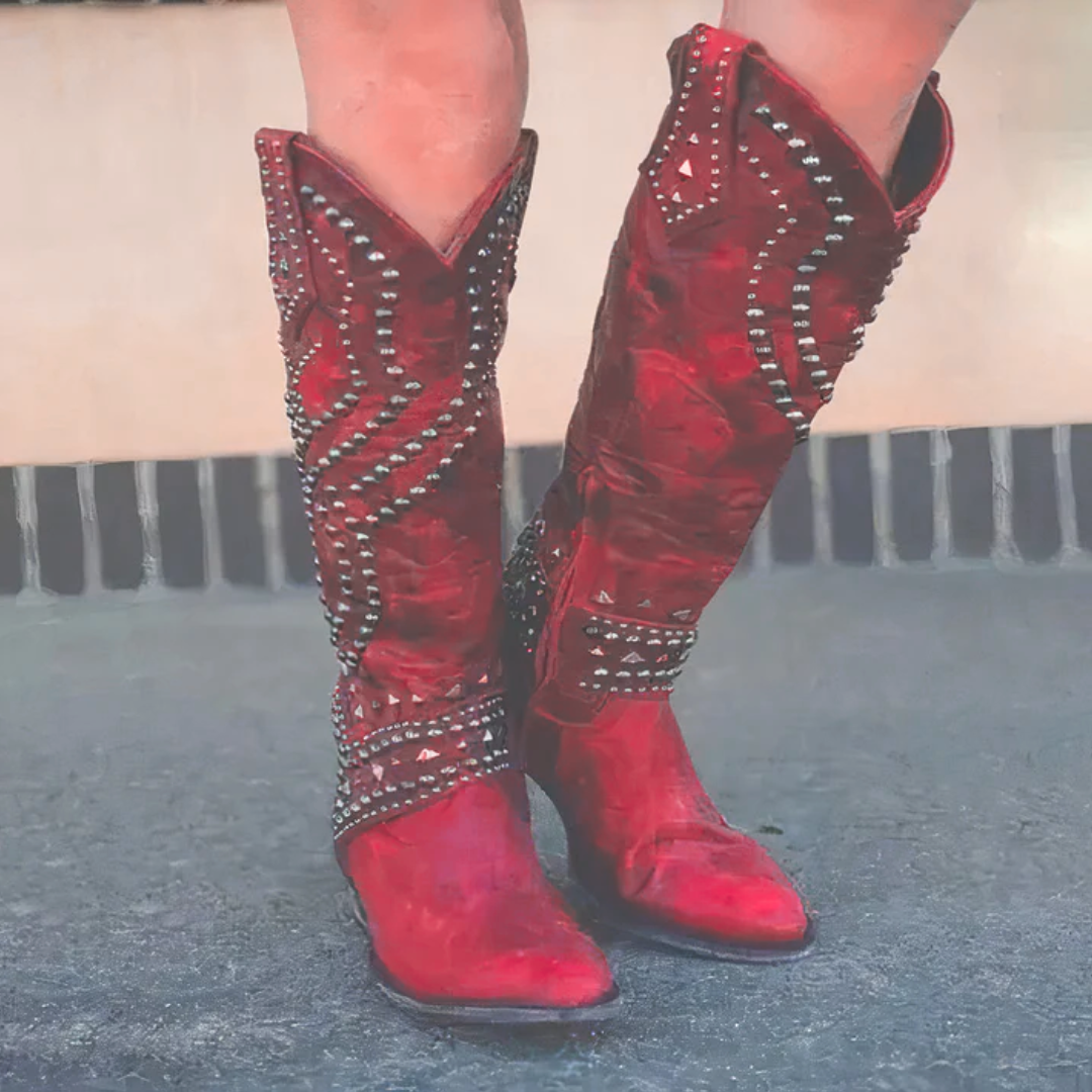 Nerys women's studded western knee high boots - photo 4