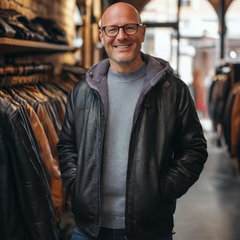 Nathan | Leather Bomber Jacket with a Detachable Hood