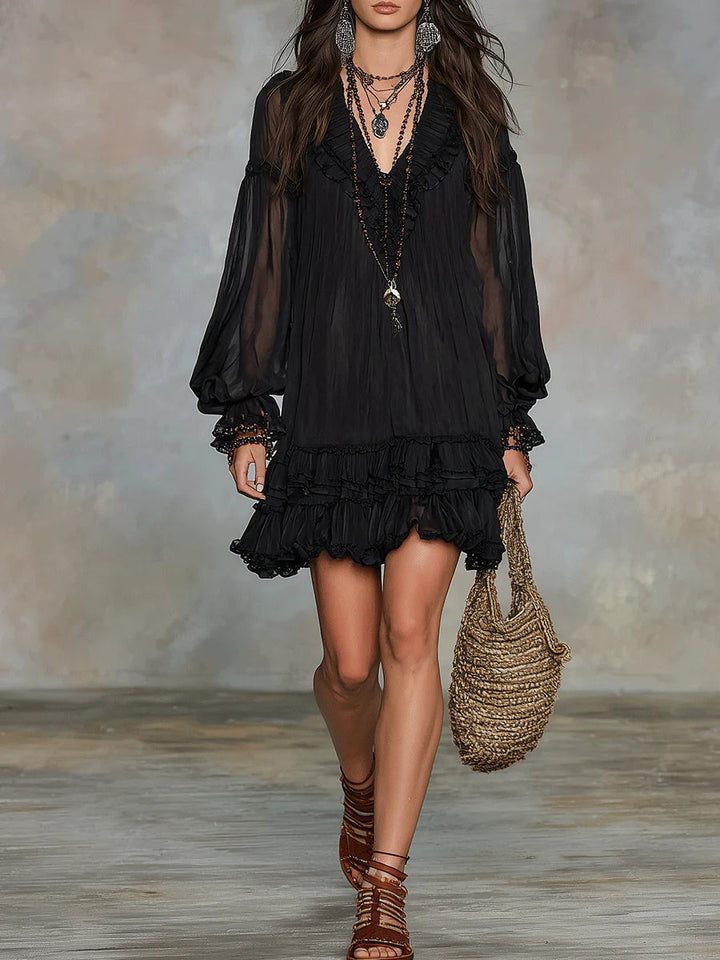 Eithne | Ruffle-Trim Mini Dress