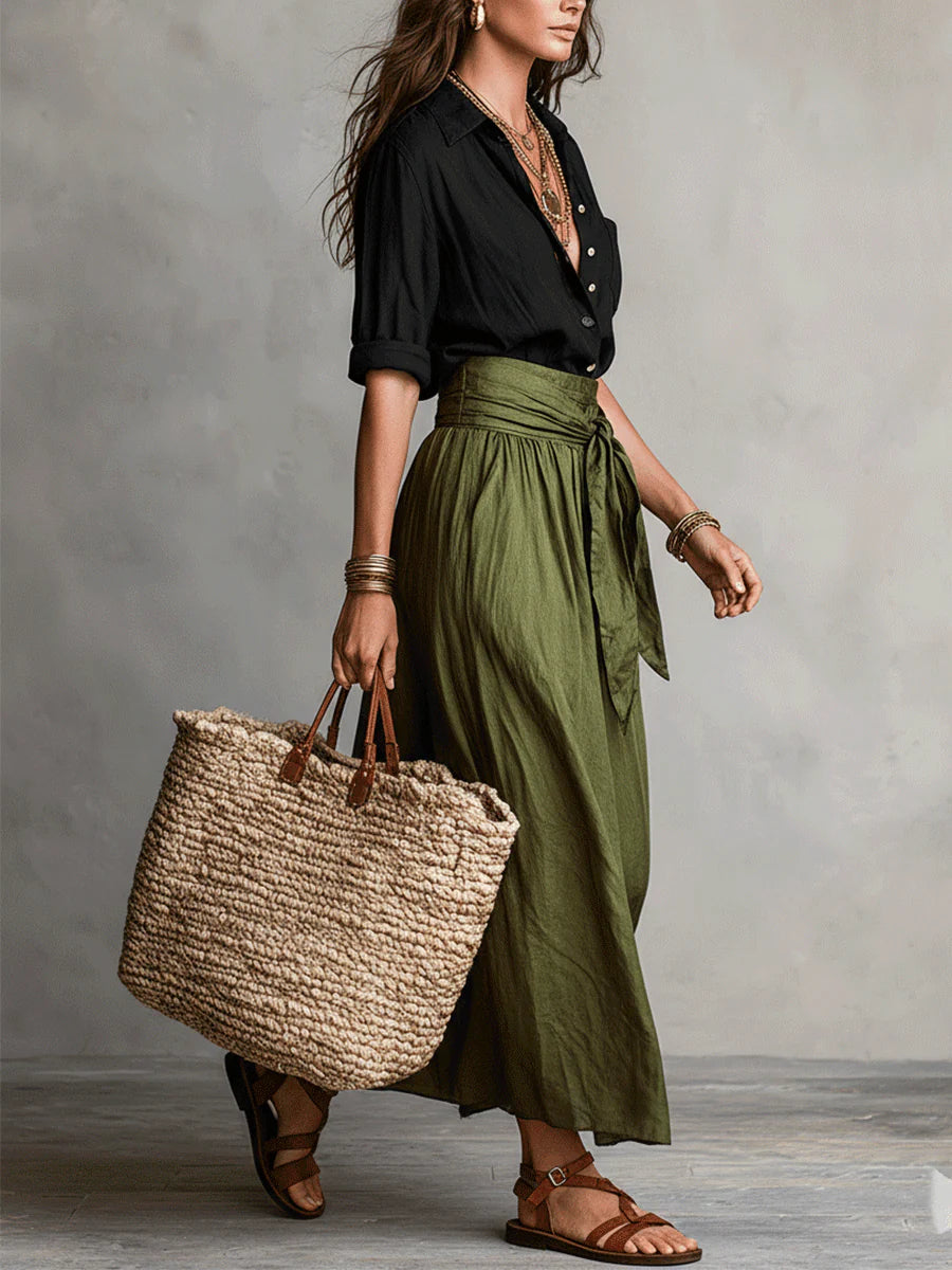 Natacha | Tie-Waist Skirt and Shirt Set