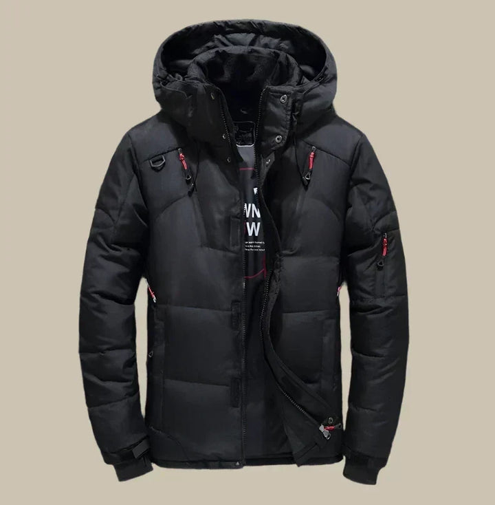 Men's Snow Puffer Winter Jacket Windbreaker - Black