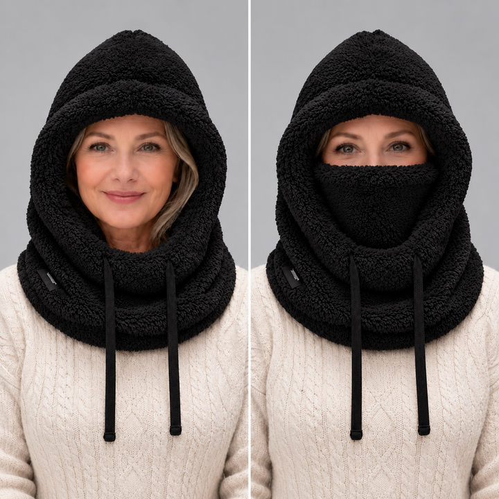 Female Chunky Fleece Winter Balaclava Hooded Scarf