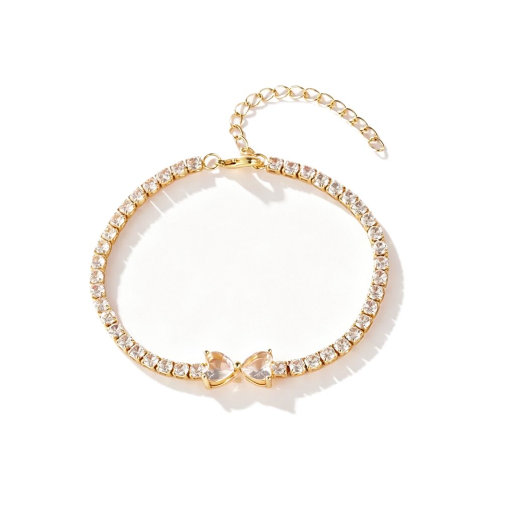 Women's Charm Chain Diamond Tennis Bracelet - Gold