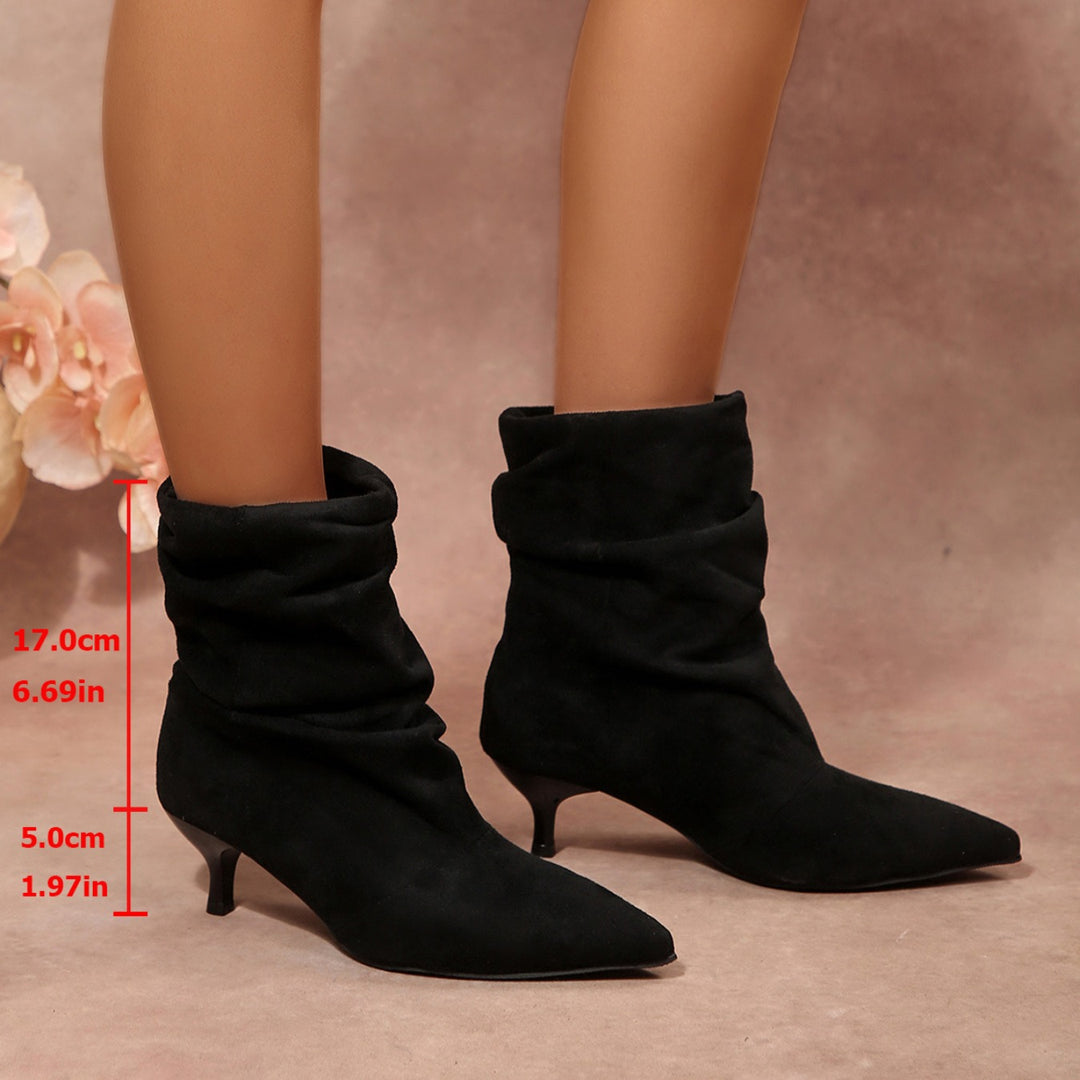 Women's Slouchy Mid-Calf Kitten Heel Boots