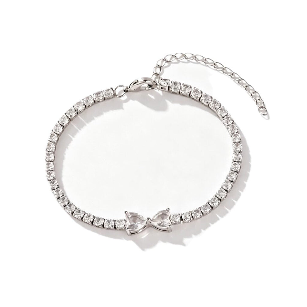 Women's Charm Chain Diamond Tennis Bracelet - Silver