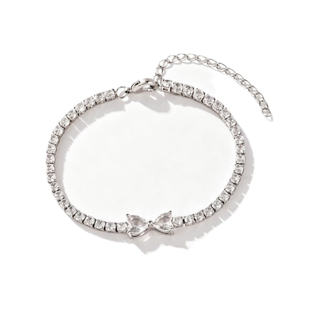 Women's Charm Chain Diamond Tennis Bracelet - Silver