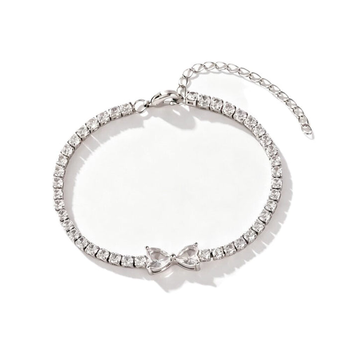 Women's Charm Chain Diamond Tennis Bracelet - Silver