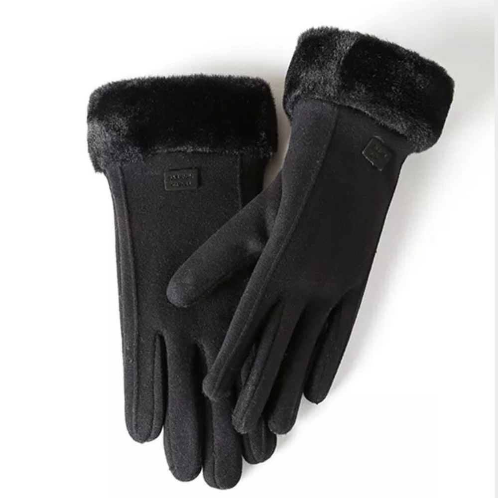 Women's Elegant Insulated Warm Knit Winter Gloves - Black