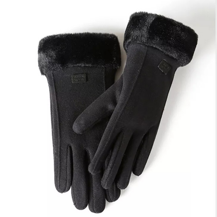 Women's Elegant Insulated Warm Knit Winter Gloves - Black