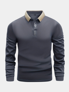 Beaumont | Easygoing Long-Sleeve Polo Shirt with a Contrast Collar