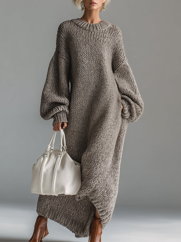 Women's Balloon-Sleeve Knit Sweater Maxi Dress