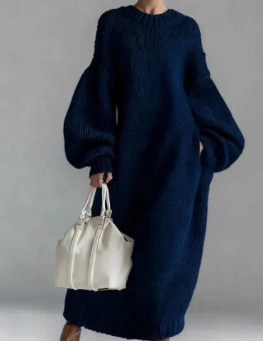 Women's Balloon-Sleeve Knit Sweater Maxi Dress