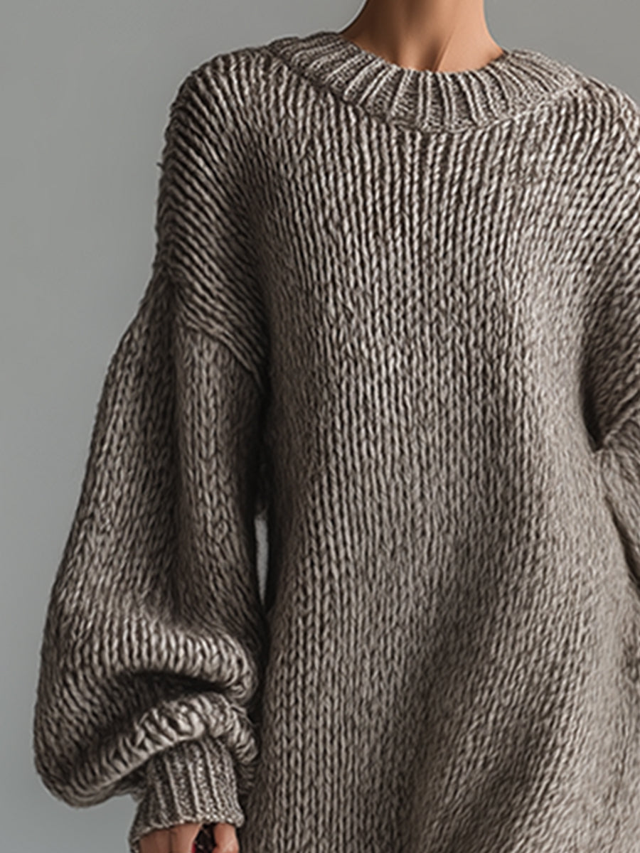 Women's Balloon-Sleeve Knit Sweater Maxi Dress