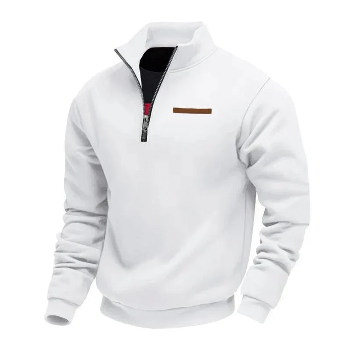 Men's Fleece Polo Quarter Zip Sweater - White