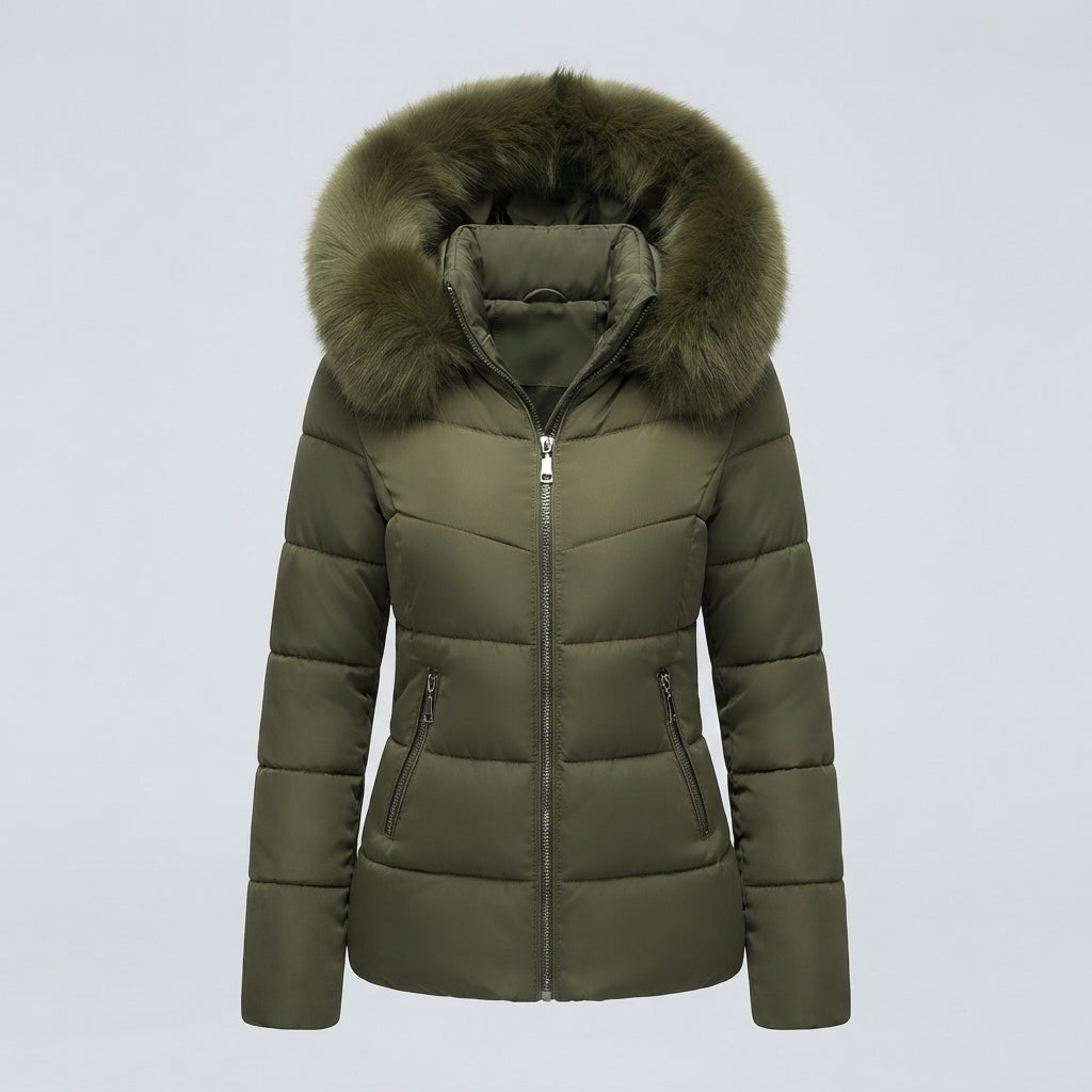 Women's Fur Long Puffer Winter Jacket