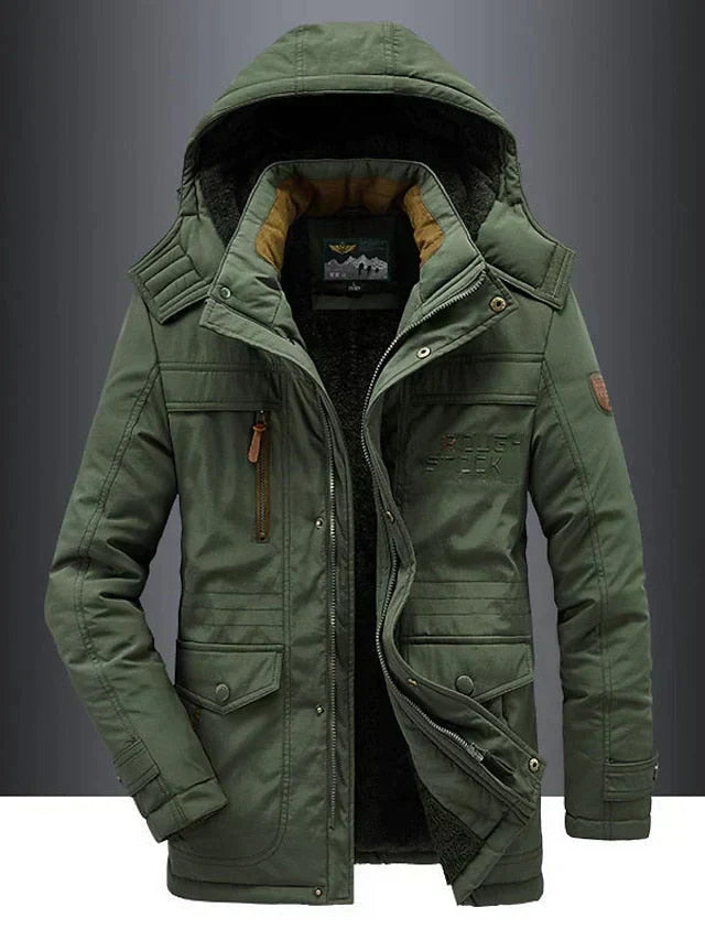 Men's Fleece-Lined Puffer Snow Winter Jacket - Green