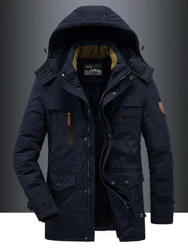 Men's Fleece-Lined Puffer Snow Winter Jacket - Blue