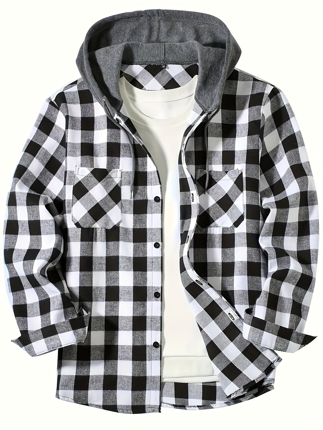 Men's Plus Size Hooded Relaxed Fit Overshirt