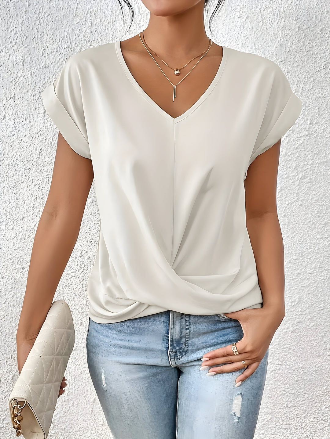 Meika™  | Women Classic Twist Detail V-Neck Top