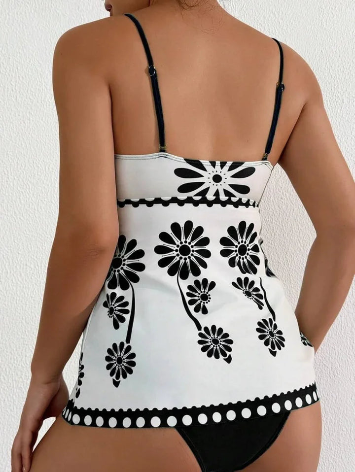 Daisy | Belly-Covering Daisy Print Tankini Set
